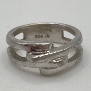 Sterling Silver Wrap Ring Size 7.75 Double Band Modernist 925 NF Vintage